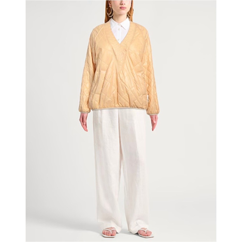 OOF WEAR‎ Quilted Reversible Cream Shell V Neck Pullover Street Style Jacket OS